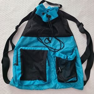 BeeGreen Turquoise Large Capacity Mesh Drawstring Backpack